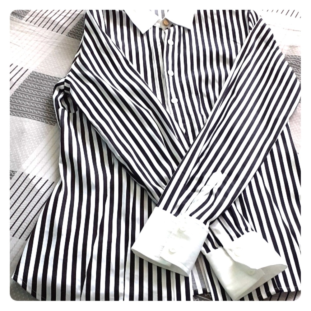 Black and white striped ladies shirt